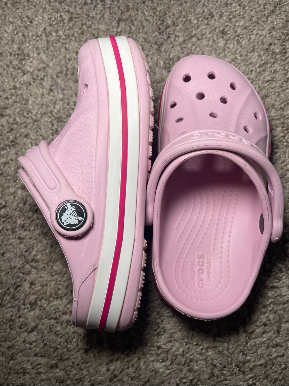 CROCS Kids' Light Pink Clog with Pink Trim BAYABAND STYLE - 10c - Picture 6 of 9